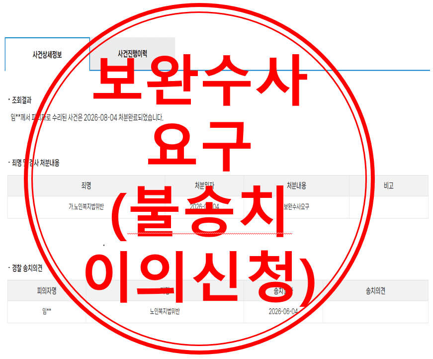 노인복지법 위반(피해자 대리, 불송치 이의신청)